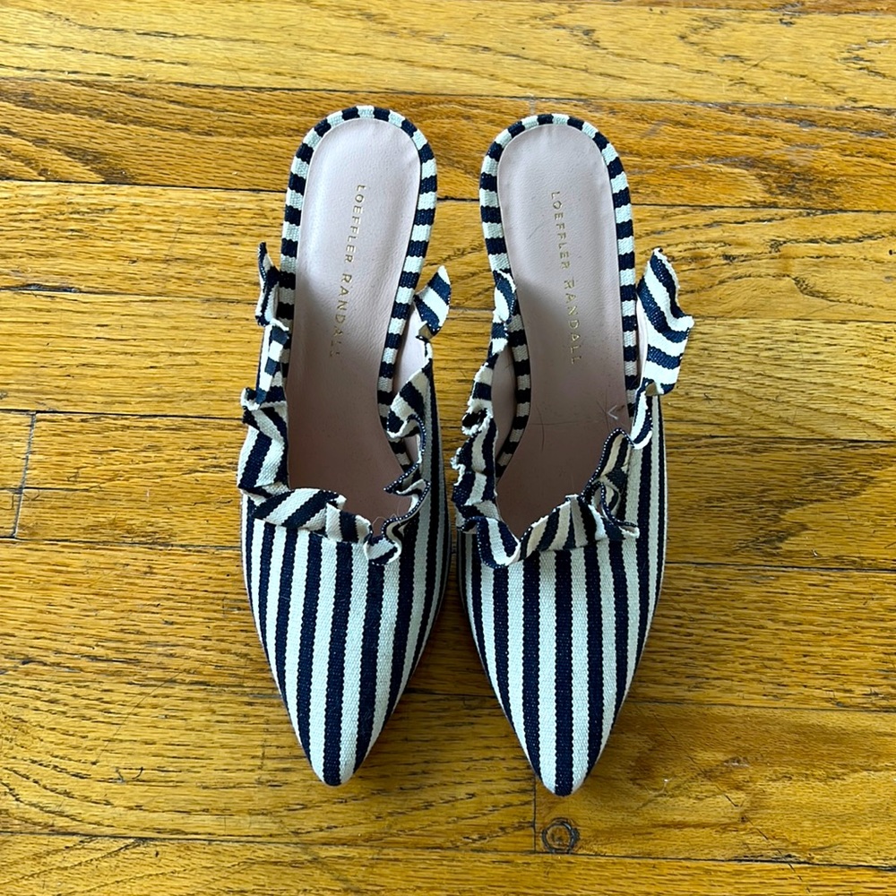 Loeffler Randall white stripes slip on heel
